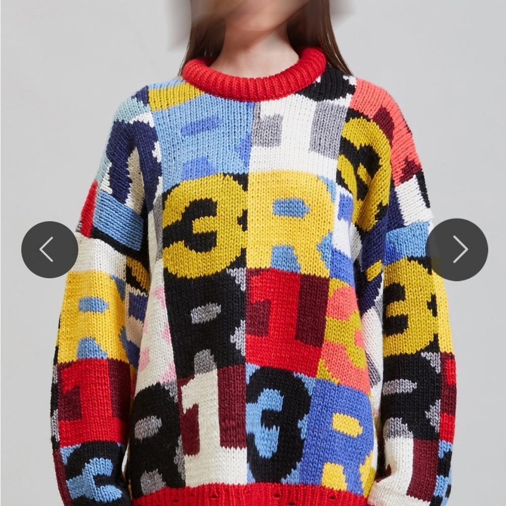 R13 Multicolor Very  Oversized Chunky Intarsia Sweater